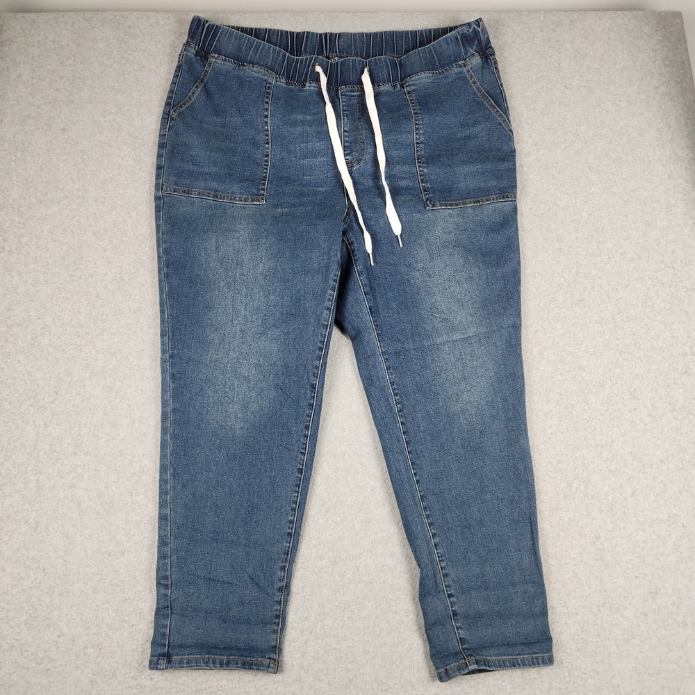 Bloomchic Jeans Womens 22‎ Blue Denim Cotton Stretch Streetwear Drawstring Waist